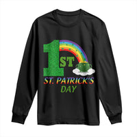 Funny First 1st St Patrick's Day Long Sleeve Shirt Shamrock Rainbow Glitter Print