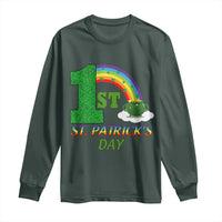 Funny First 1st St Patrick's Day Long Sleeve Shirt Shamrock Rainbow Glitter Print