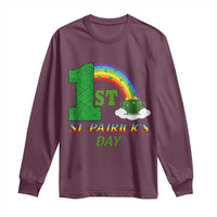 Funny First 1st St Patrick's Day Long Sleeve Shirt Shamrock Rainbow Glitter Print