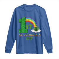 Funny First 1st St Patrick's Day Long Sleeve Shirt Shamrock Rainbow Glitter Print