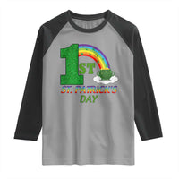 Funny First 1st St Patrick's Day Raglan Shirt Shamrock Rainbow Glitter Print