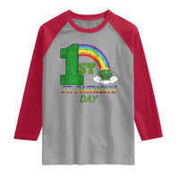 Funny First 1st St Patrick's Day Raglan Shirt Shamrock Rainbow Glitter Print