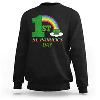Funny First 1st St Patrick's Day Sweatshirt Shamrock Rainbow Glitter Print