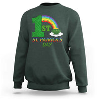 Funny First 1st St Patrick's Day Sweatshirt Shamrock Rainbow Glitter Print