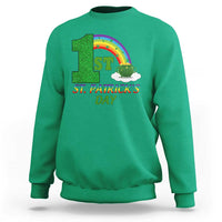 Funny First 1st St Patrick's Day Sweatshirt Shamrock Rainbow Glitter Print