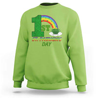 Funny First 1st St Patrick's Day Sweatshirt Shamrock Rainbow Glitter Print
