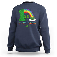 Funny First 1st St Patrick's Day Sweatshirt Shamrock Rainbow Glitter Print