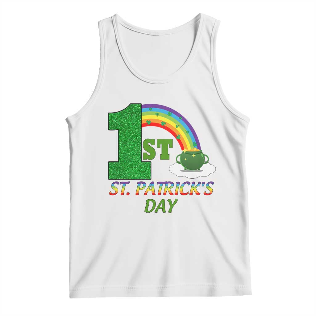 Funny First 1st St Patrick's Day Tank Top Shamrock Rainbow Glitter Print
