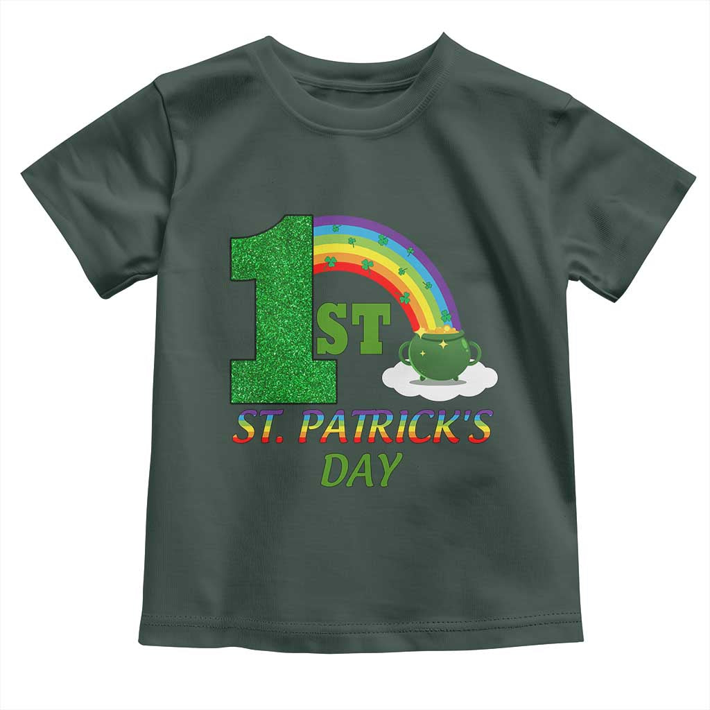 Funny First 1st St Patrick's Day Toddler T Shirt Shamrock Rainbow Glitter Print