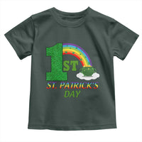 Funny First 1st St Patrick's Day Toddler T Shirt Shamrock Rainbow Glitter Print