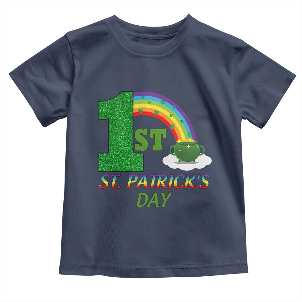 Funny First 1st St Patrick's Day Toddler T Shirt Shamrock Rainbow Glitter Print