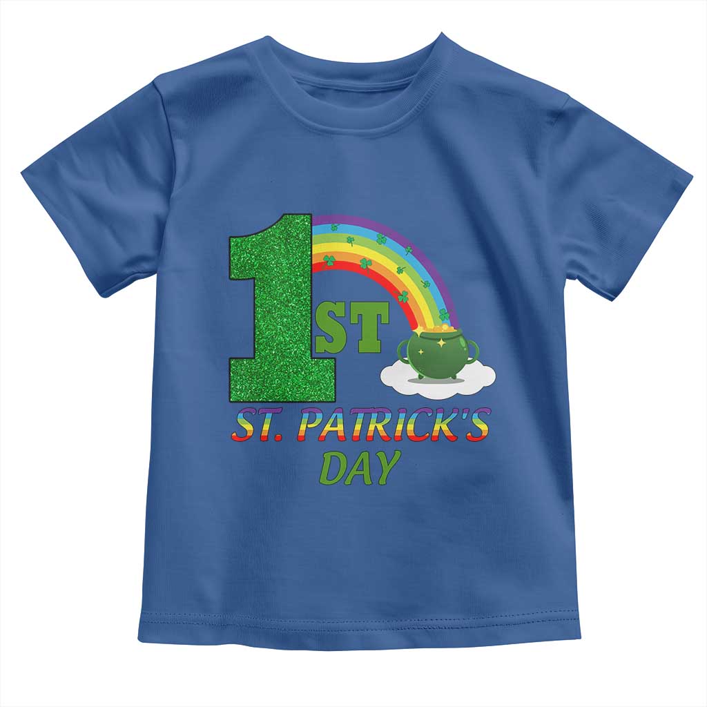 Funny First 1st St Patrick's Day Toddler T Shirt Shamrock Rainbow Glitter Print