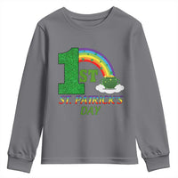 Funny First 1st St Patrick's Day Youth Sweatshirt Shamrock Rainbow Glitter Print