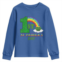 Funny First 1st St Patrick's Day Youth Sweatshirt Shamrock Rainbow Glitter Print