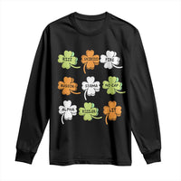 Funny Skibidi Rizz St Patrick's Day Long Sleeve Shirt Shamrock Clover Candy Rizzler Meme