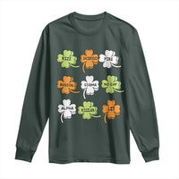 Funny Skibidi Rizz St Patrick's Day Long Sleeve Shirt Shamrock Clover Candy Rizzler Meme