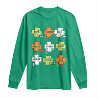 Funny Skibidi Rizz St Patrick's Day Long Sleeve Shirt Shamrock Clover Candy Rizzler Meme