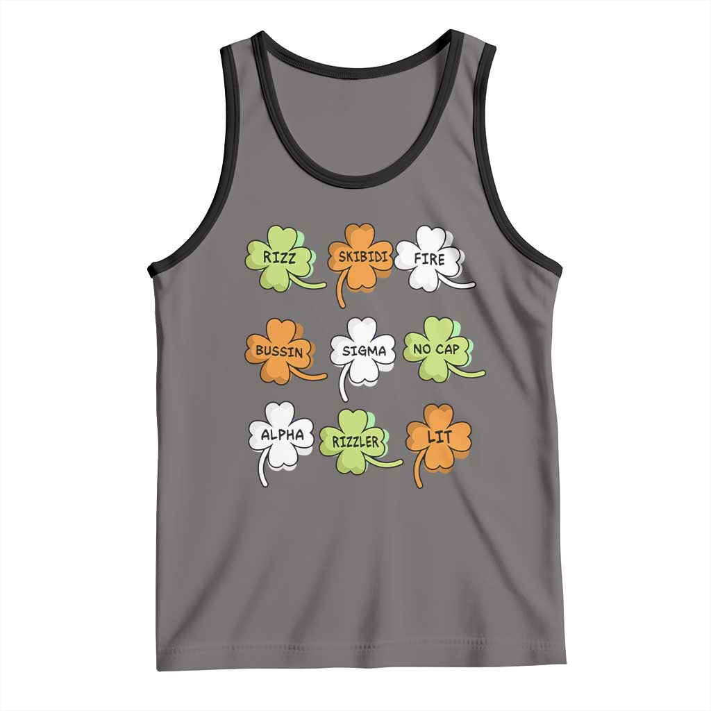 Funny Skibidi Rizz St Patrick's Day Tank Top Shamrock Clover Candy Rizzler Meme