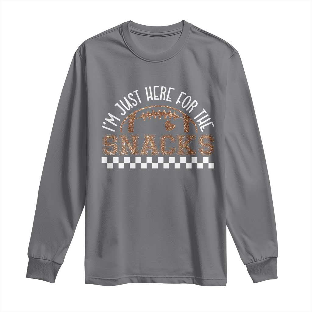 Funny American Football I'm Just Here For The Snacks Long Sleeve Shirt Glitter Print
