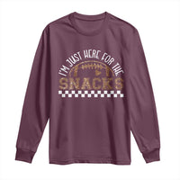 Funny American Football I'm Just Here For The Snacks Long Sleeve Shirt Glitter Print