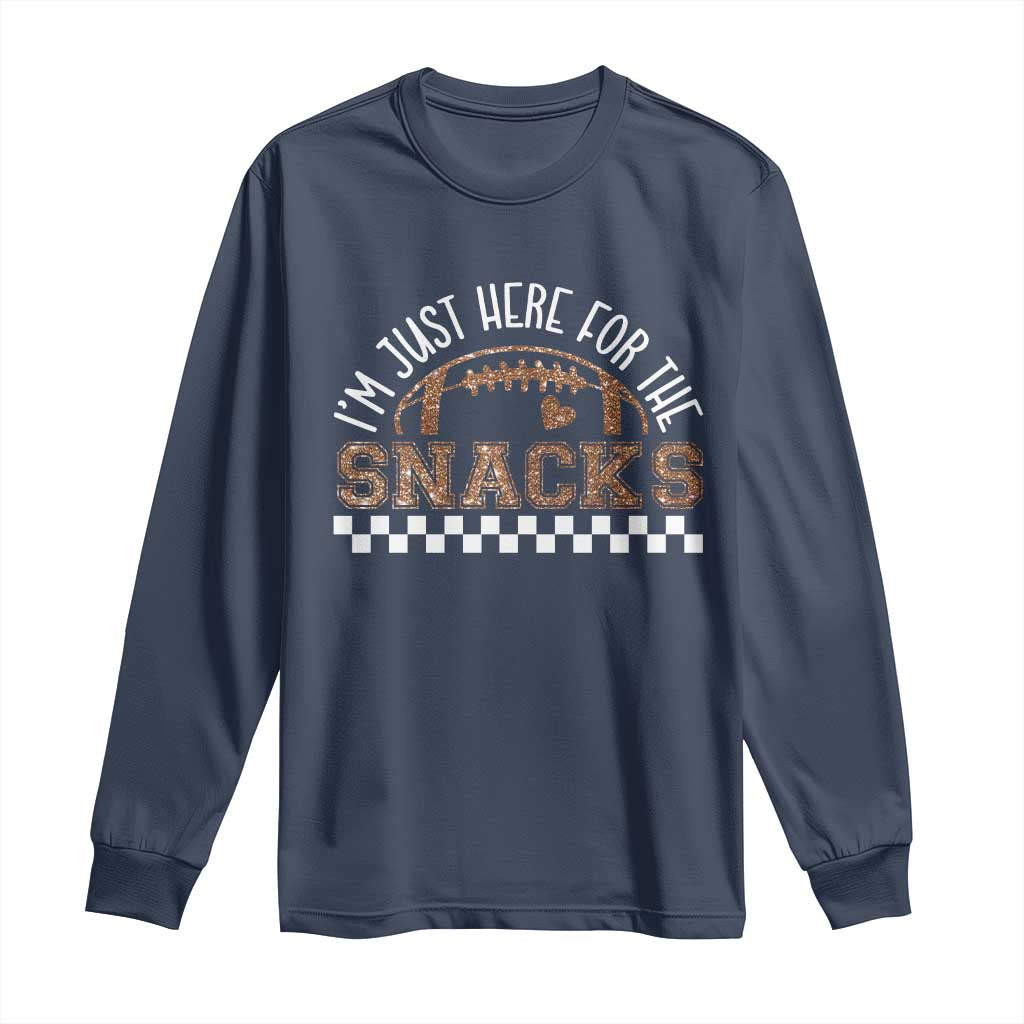 Funny American Football I'm Just Here For The Snacks Long Sleeve Shirt Glitter Print