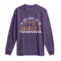 Funny American Football I'm Just Here For The Snacks Long Sleeve Shirt Glitter Print