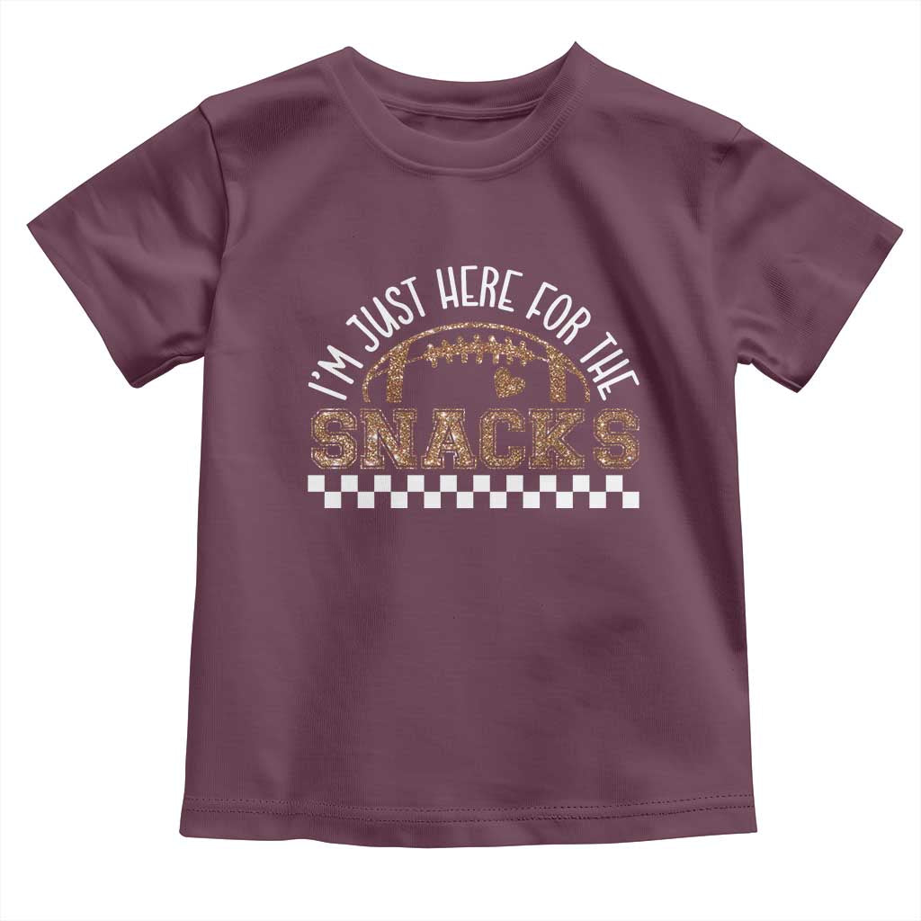 Funny American Football I'm Just Here For The Snacks Toddler T Shirt Glitter Print