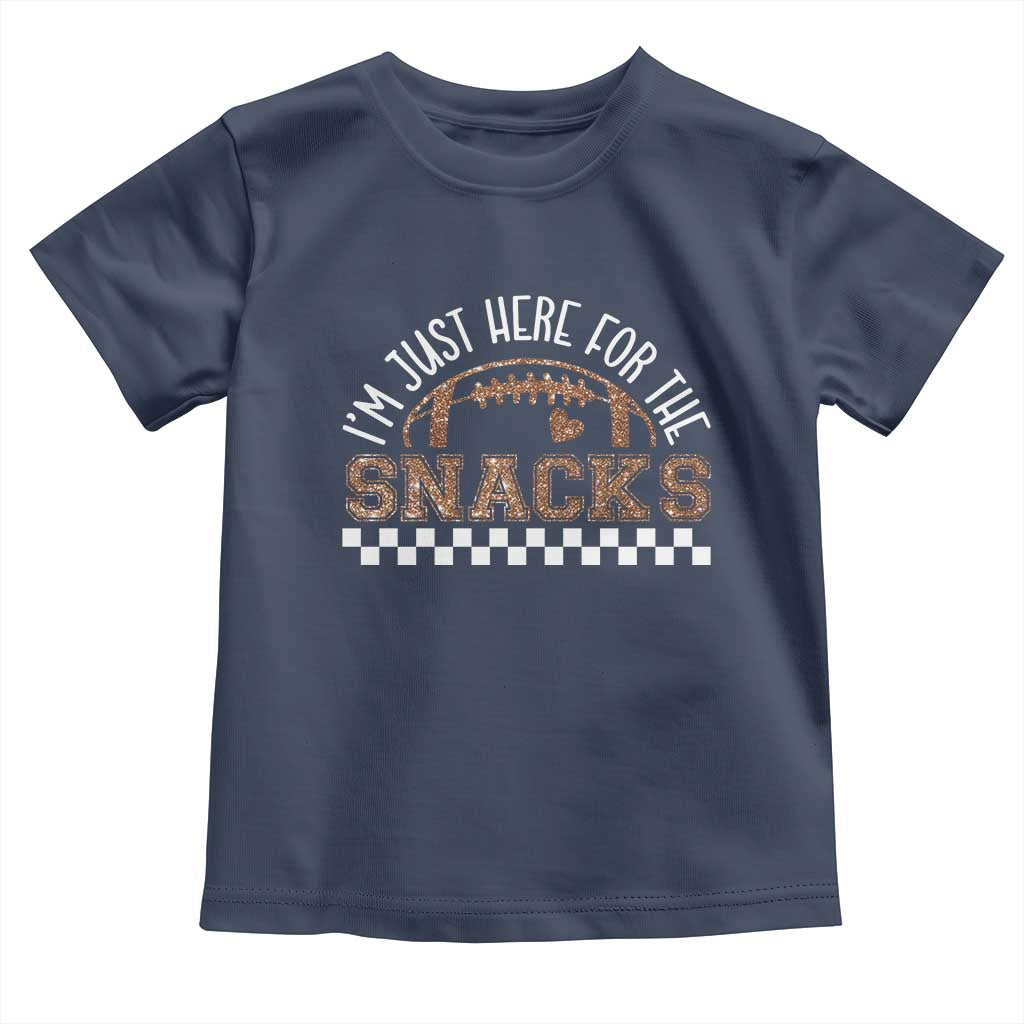 Funny American Football I'm Just Here For The Snacks Toddler T Shirt Glitter Print