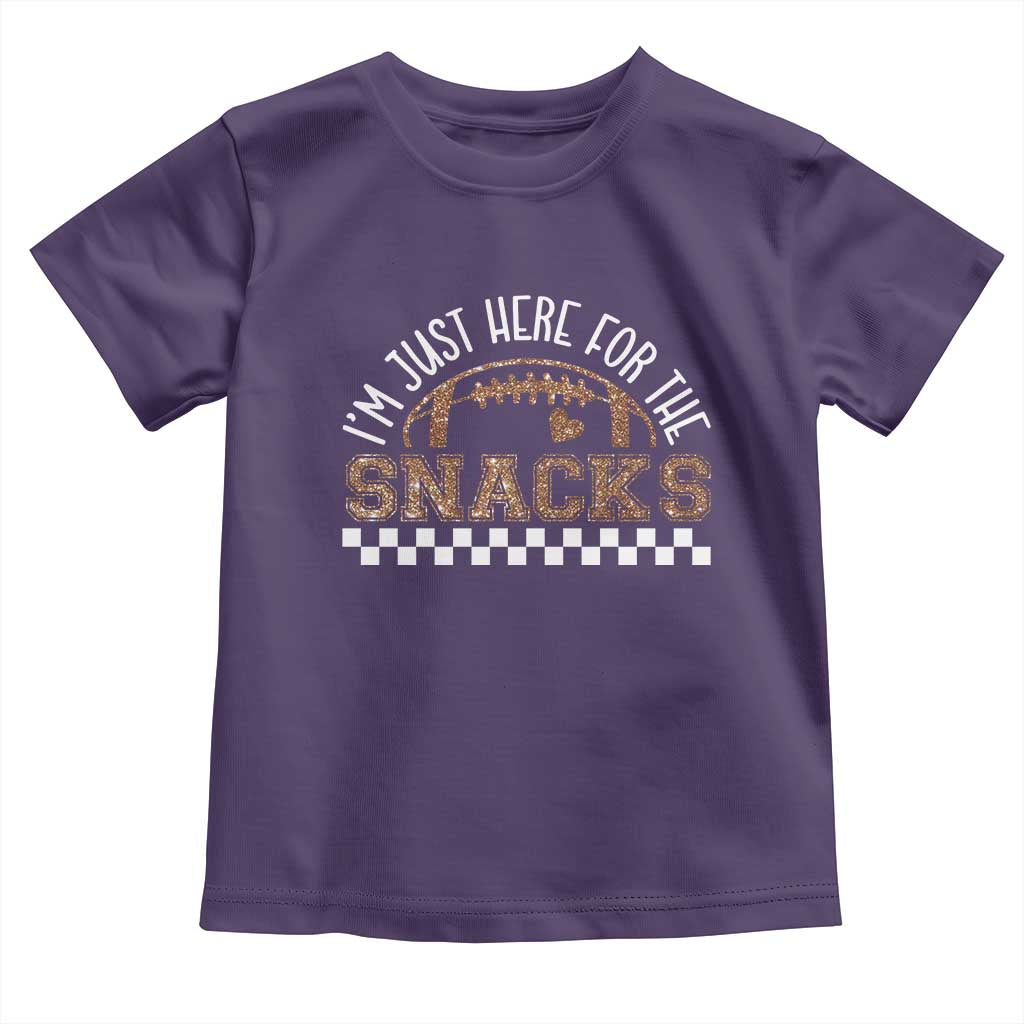 Funny American Football I'm Just Here For The Snacks Toddler T Shirt Glitter Print