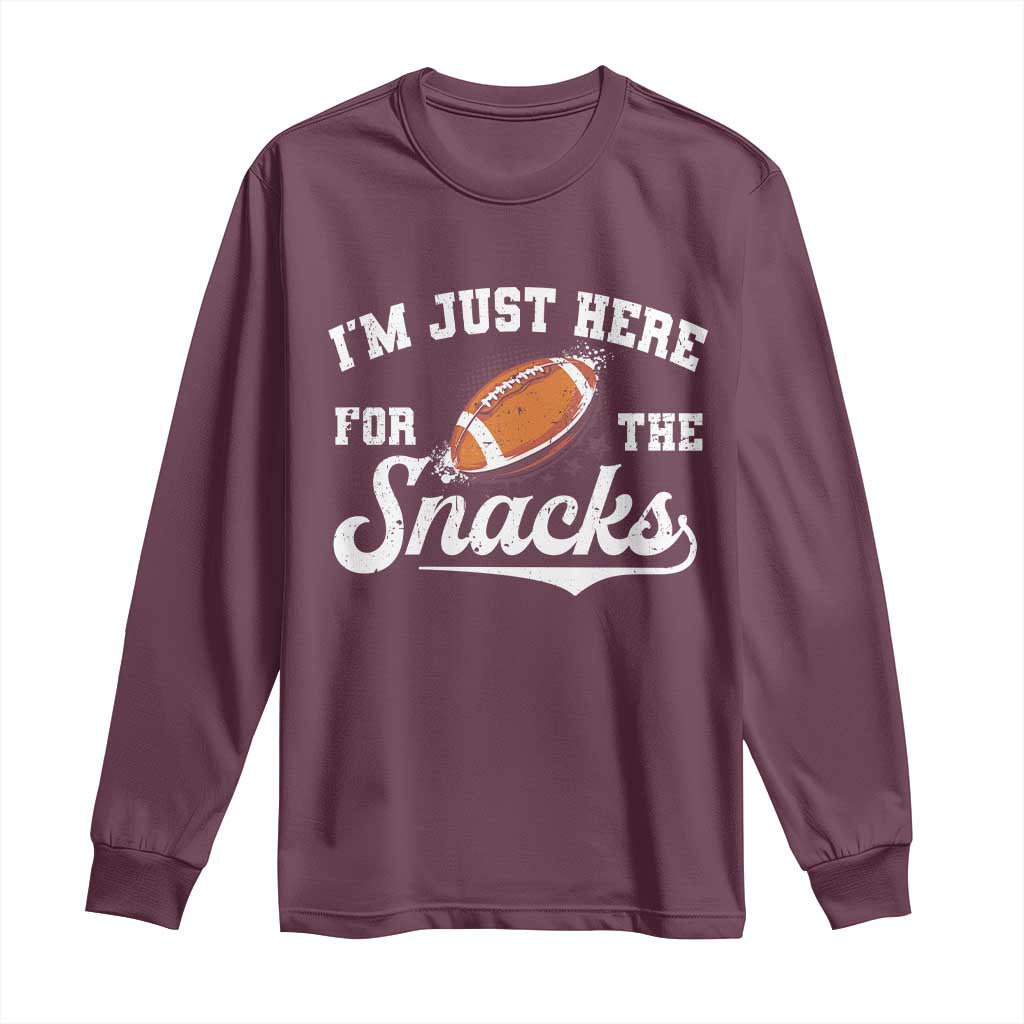 Funny American Football I'm Just Here For The Snacks Long Sleeve Shirt Vintage Star