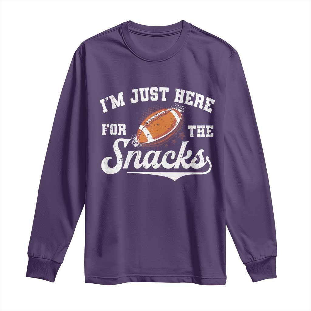 Funny American Football I'm Just Here For The Snacks Long Sleeve Shirt Vintage Star
