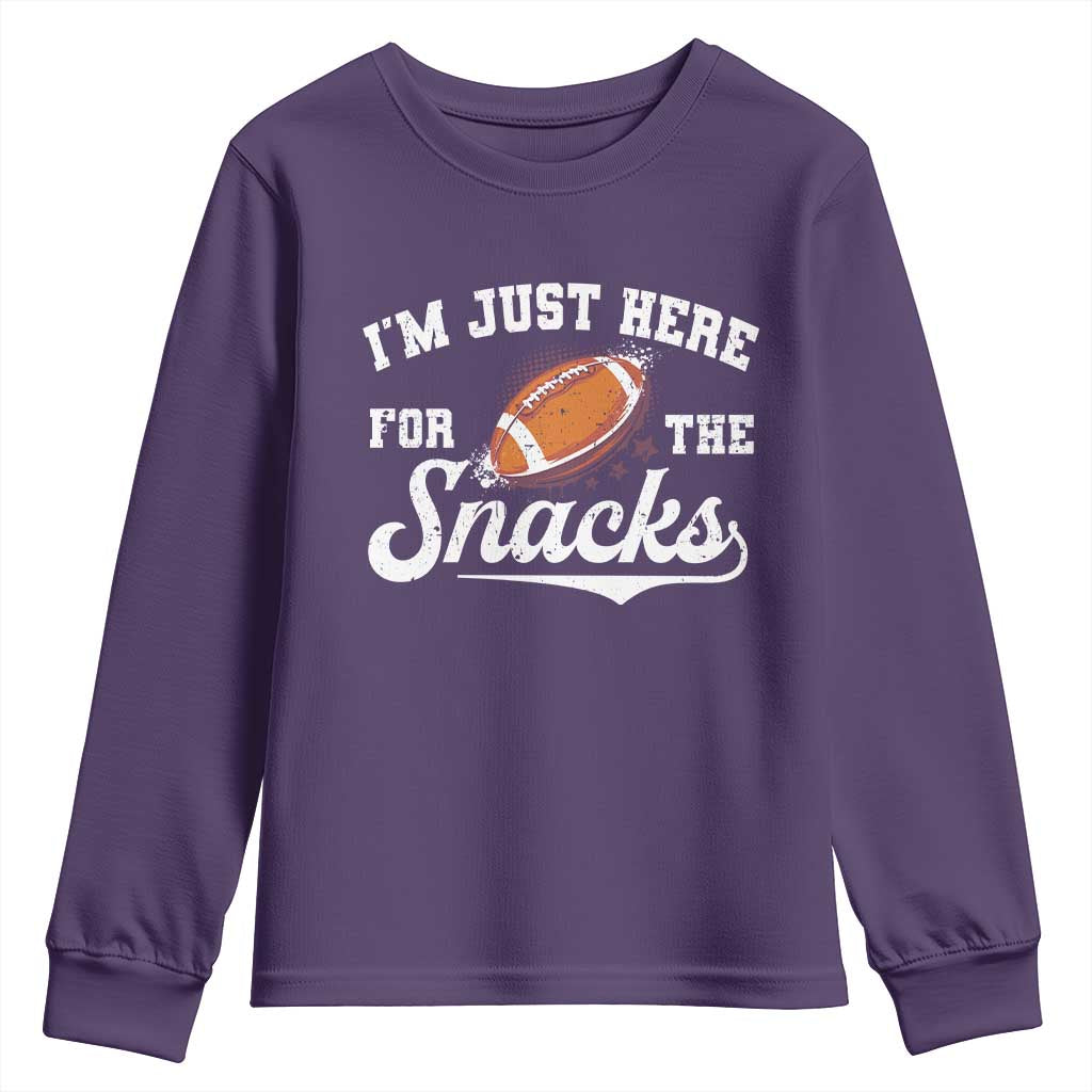 Funny American Football I'm Just Here For The Snacks Youth Sweatshirt Vintage Star