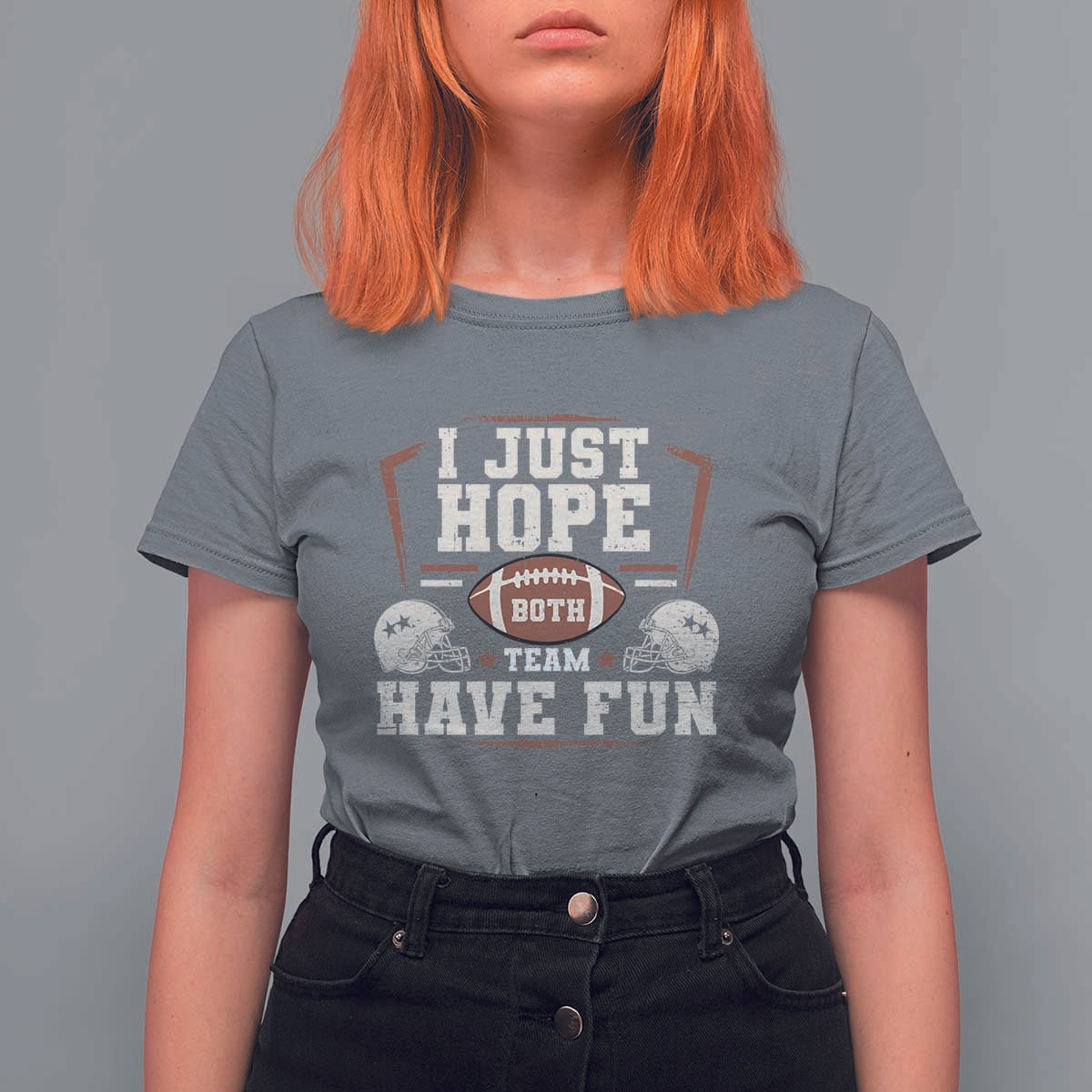 Funny American Football T Shirt For Women I Just Hope Both Team Have Fun Helmet