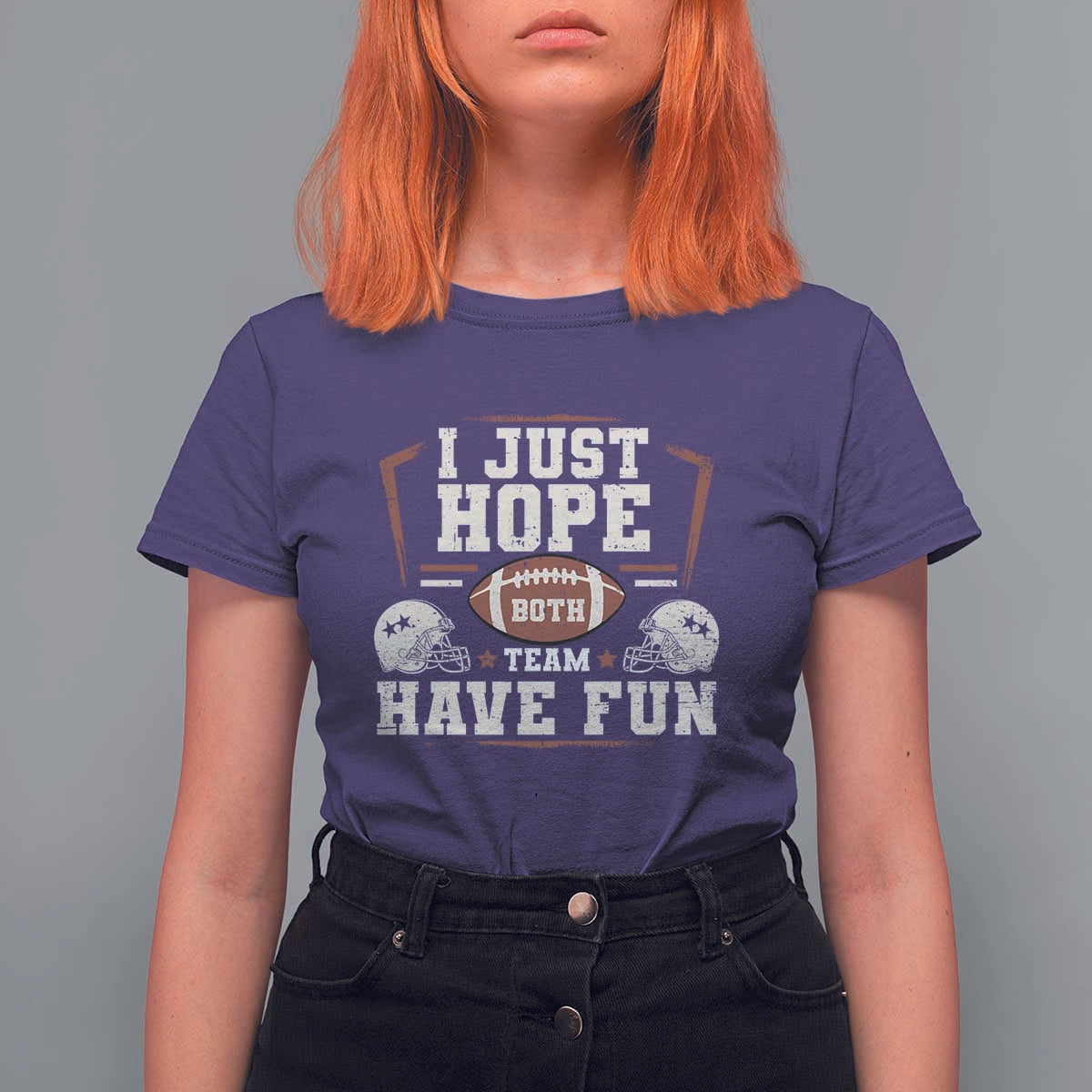Funny American Football T Shirt For Women I Just Hope Both Team Have Fun Helmet