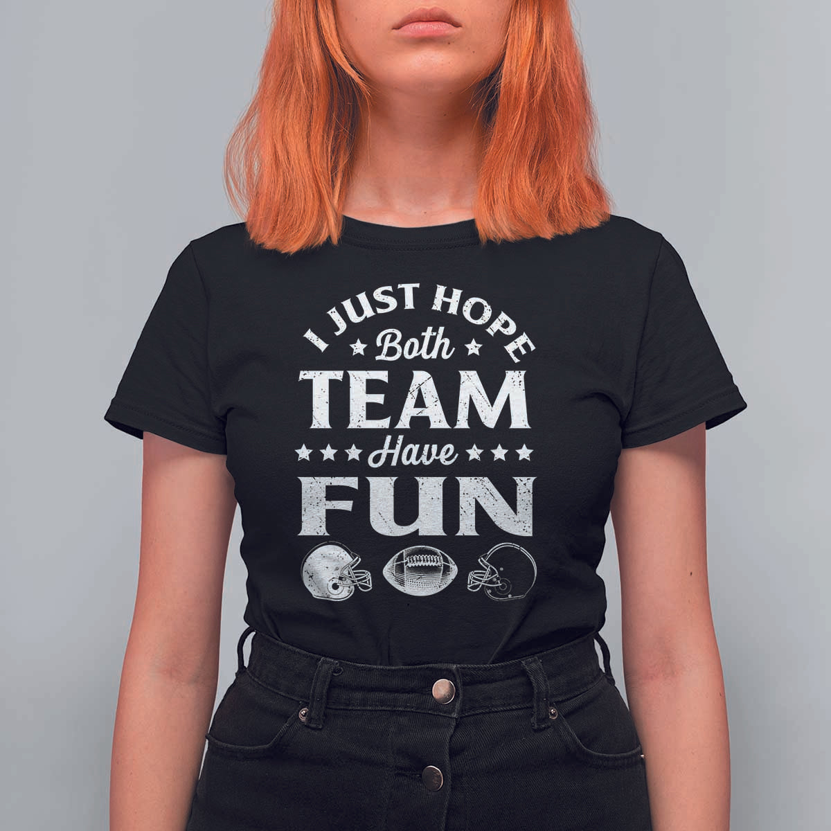 Funny American Football T Shirt For Women I Just Hope Both Team Have Fun Game Day