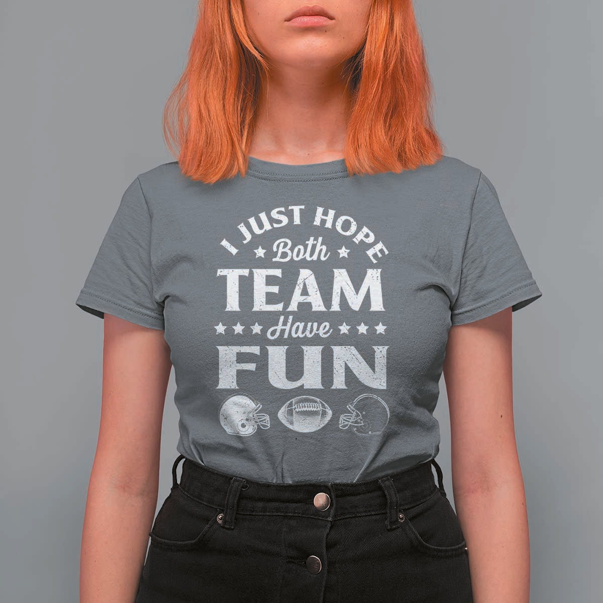 Funny American Football T Shirt For Women I Just Hope Both Team Have Fun Game Day