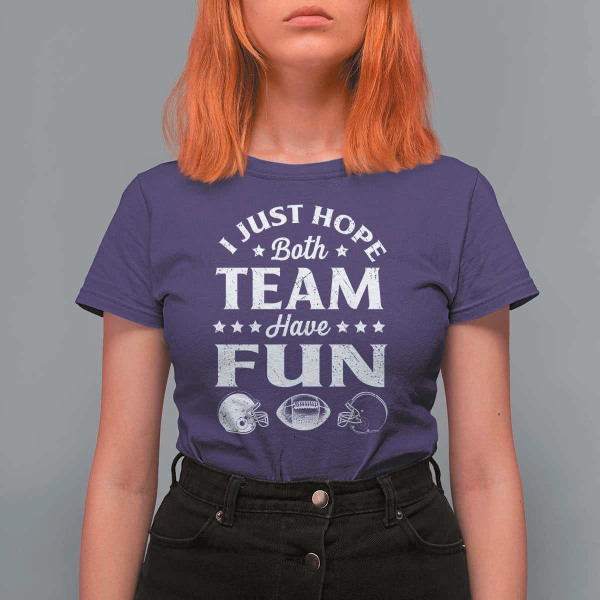 Funny American Football T Shirt For Women I Just Hope Both Team Have Fun Game Day