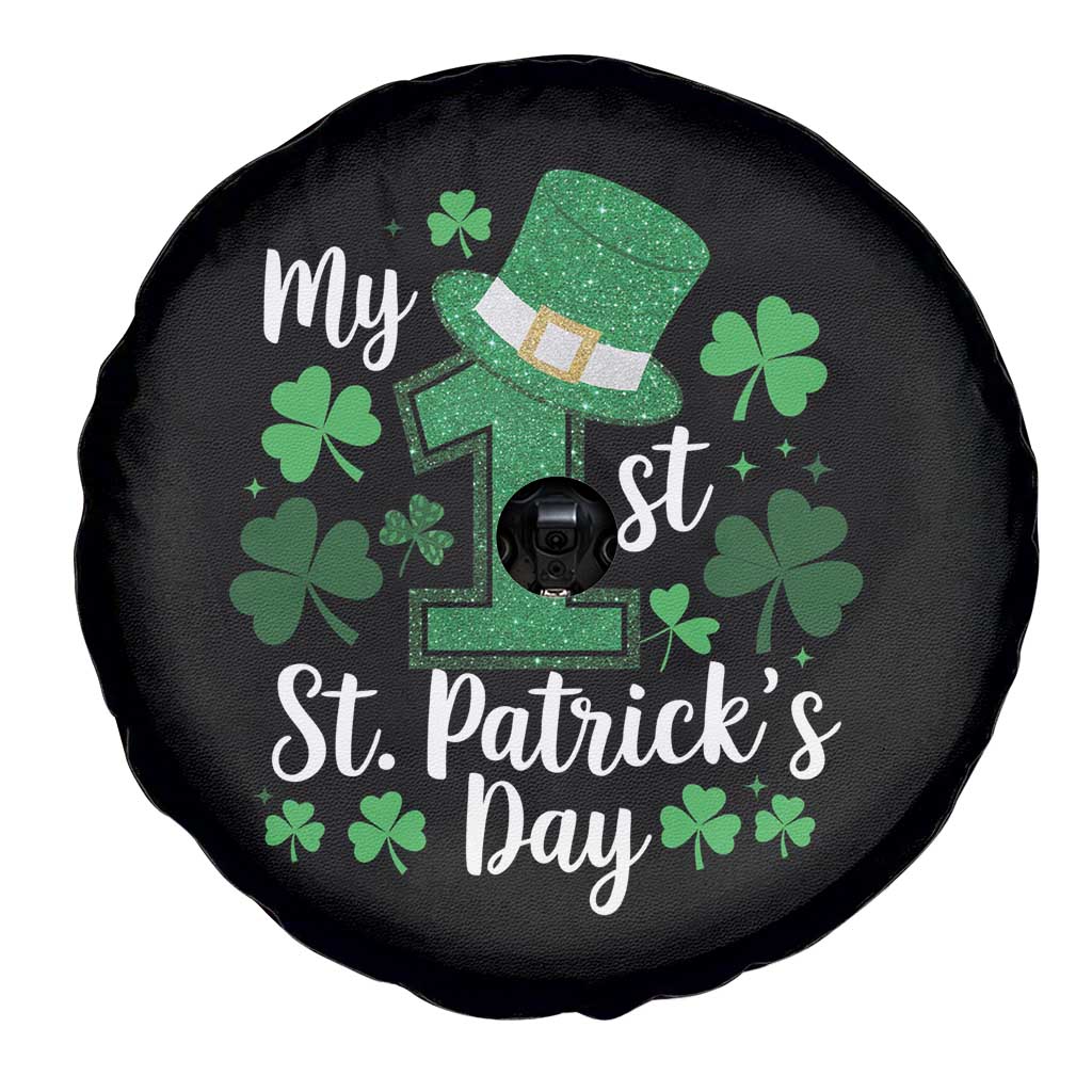 Funny My 1st St Patrick's Day Spare Tire Cover Shamrock Glitter Print