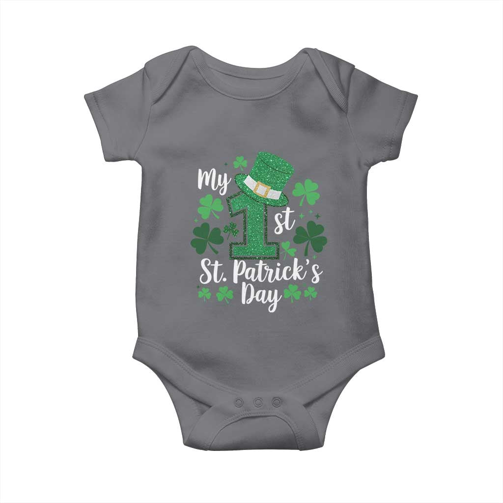 Funny My 1st St Patrick's Day Baby Onesie Shamrock Glitter Print
