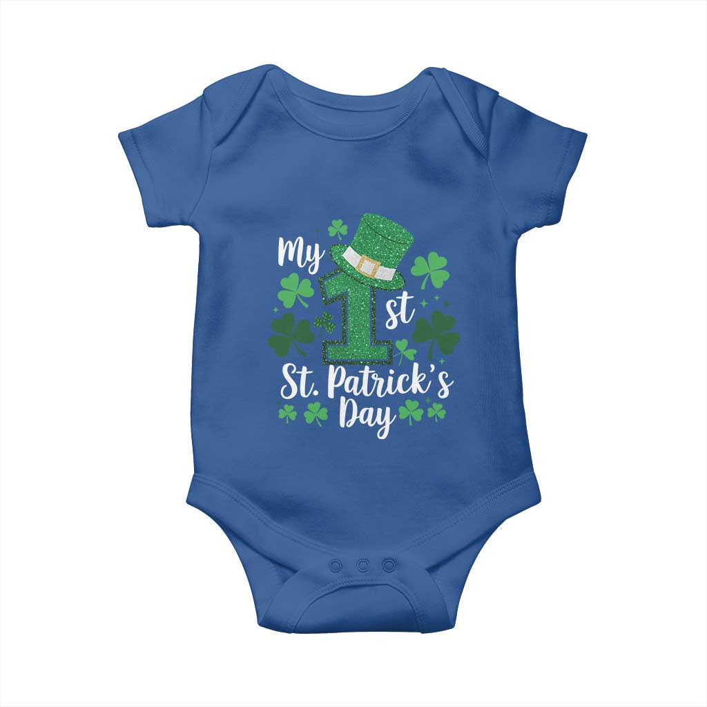 Funny My 1st St Patrick's Day Baby Onesie Shamrock Glitter Print