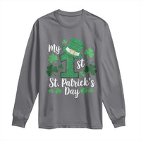 Funny My 1st St Patrick's Day Long Sleeve Shirt Shamrock Glitter Print