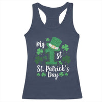 Funny My 1st St Patrick's Day Racerback Tank Top Shamrock Glitter Print