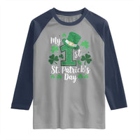Funny My 1st St Patrick's Day Raglan Shirt Shamrock Glitter Print