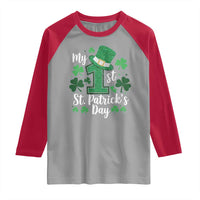 Funny My 1st St Patrick's Day Raglan Shirt Shamrock Glitter Print