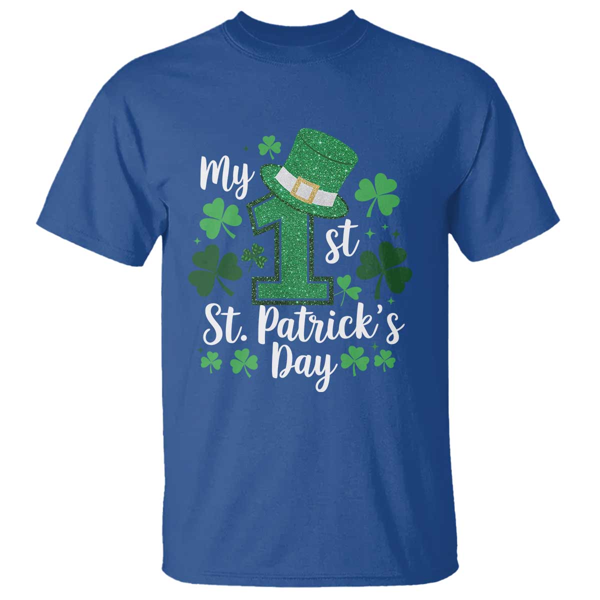 Funny My 1st St Patrick's Day T Shirt Shamrock Glitter Print