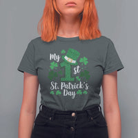 Funny My 1st St Patrick's Day T Shirt For Women Shamrock Glitter Print