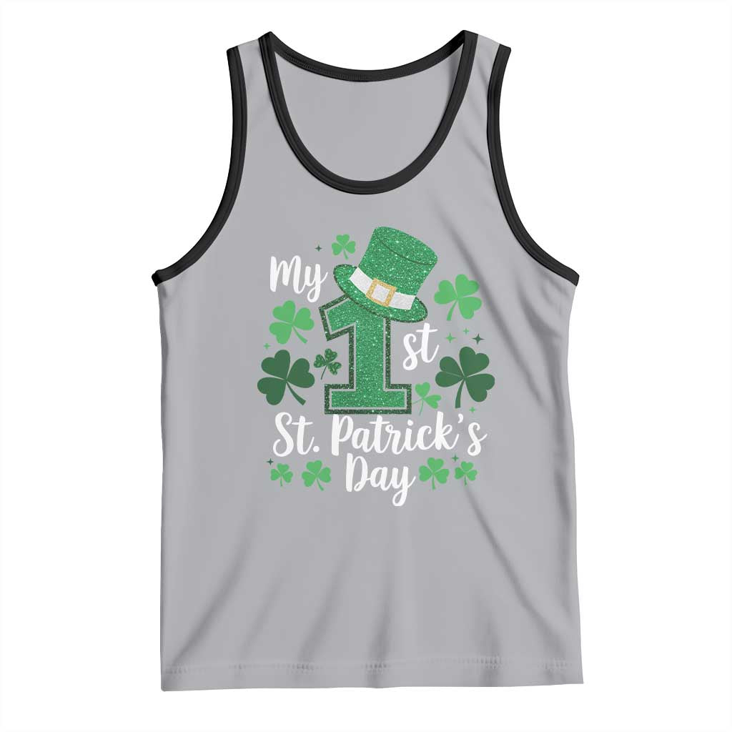 Funny My 1st St Patrick's Day Tank Top Shamrock Glitter Print