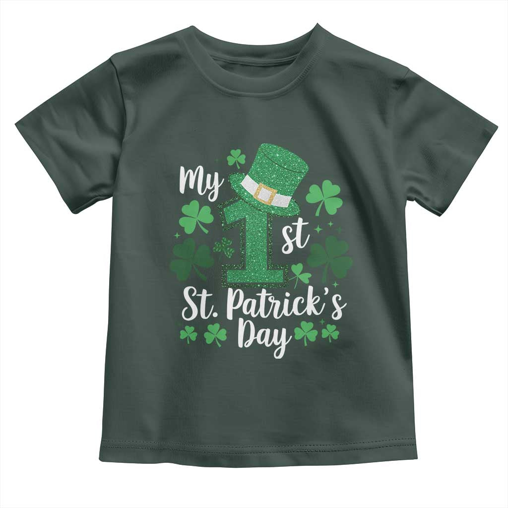 Funny My 1st St Patrick's Day Toddler T Shirt Shamrock Glitter Print