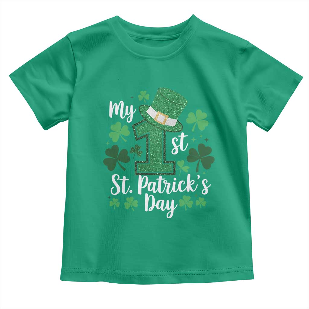 Funny My 1st St Patrick's Day Toddler T Shirt Shamrock Glitter Print