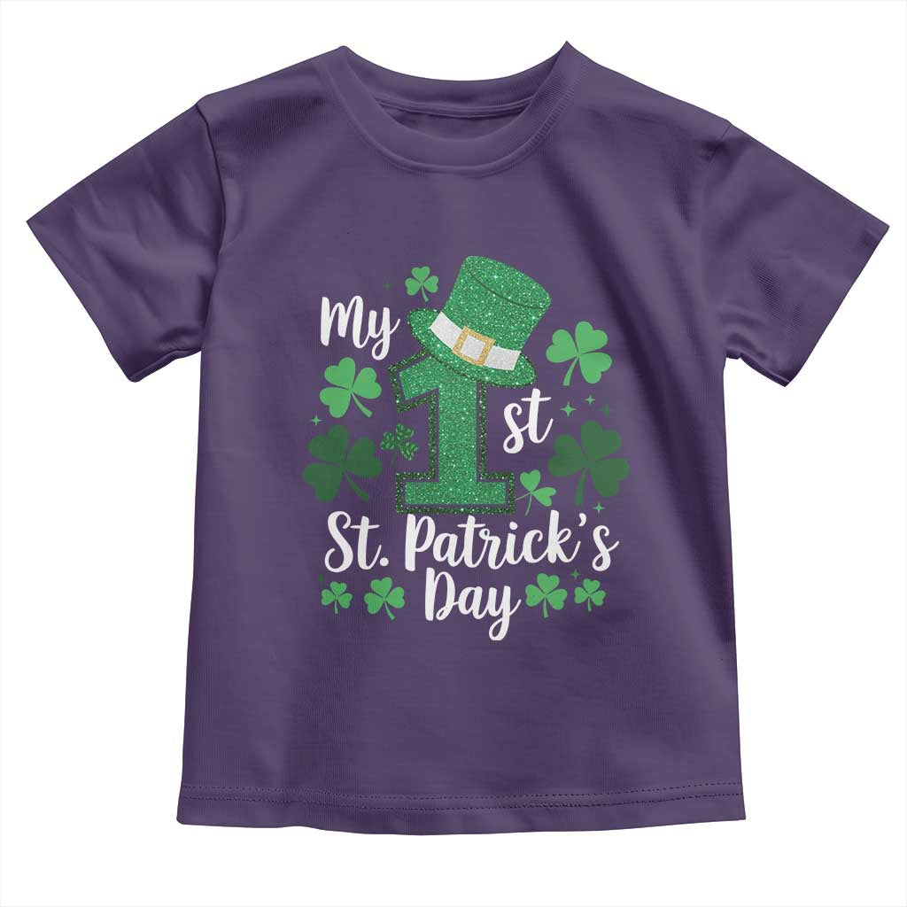 Funny My 1st St Patrick's Day Toddler T Shirt Shamrock Glitter Print